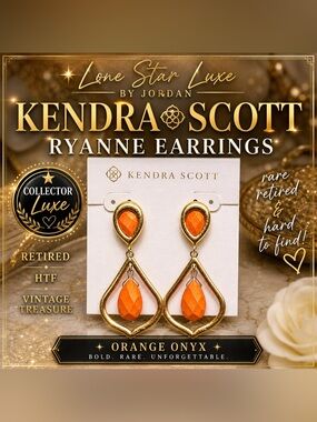Kendra Scott Ryanne Earrings – Orange Onyx | Rare Retired Collector Statement
